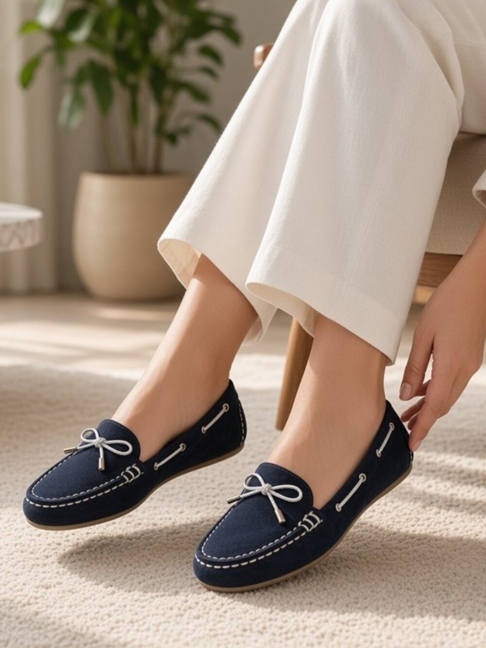 NEW Blue CUSHION WALK Suede Moccasin Loafers Ladies Size 8